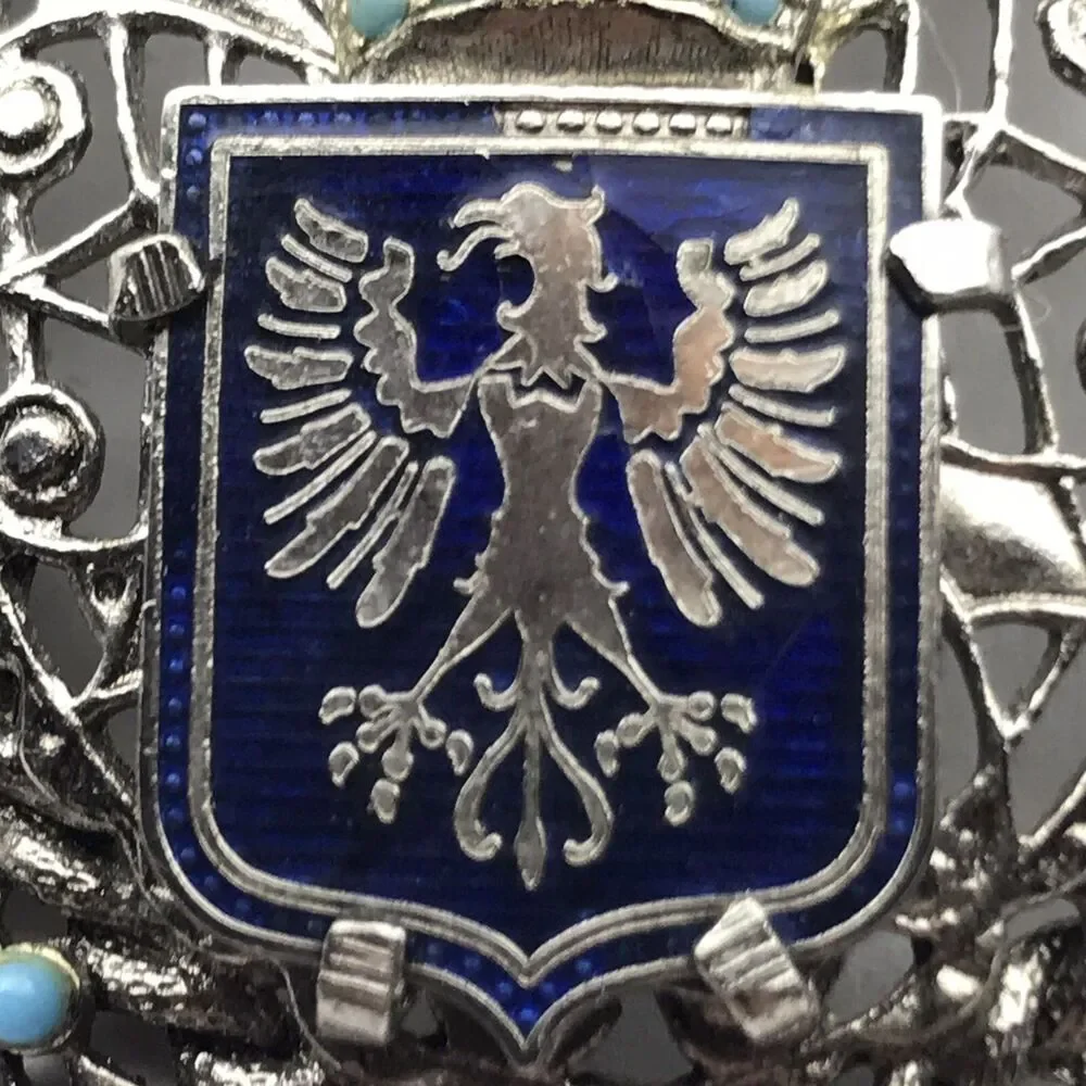 Crest Crown Eagle Vintage Pin Brooch Missing  A Few Stones